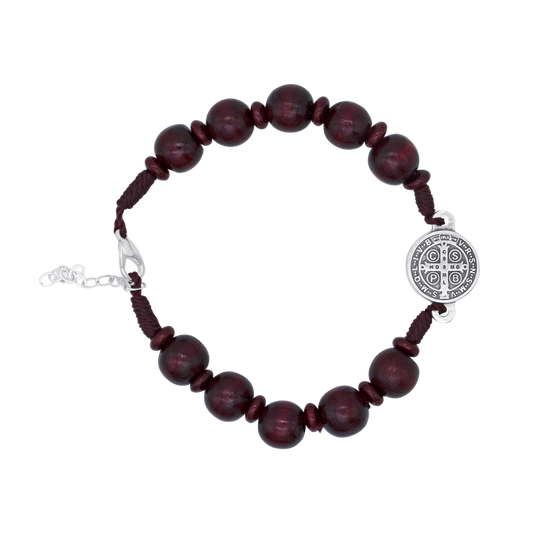 ST BENEDICT - LARGE BRACELET CHAPELET - RED