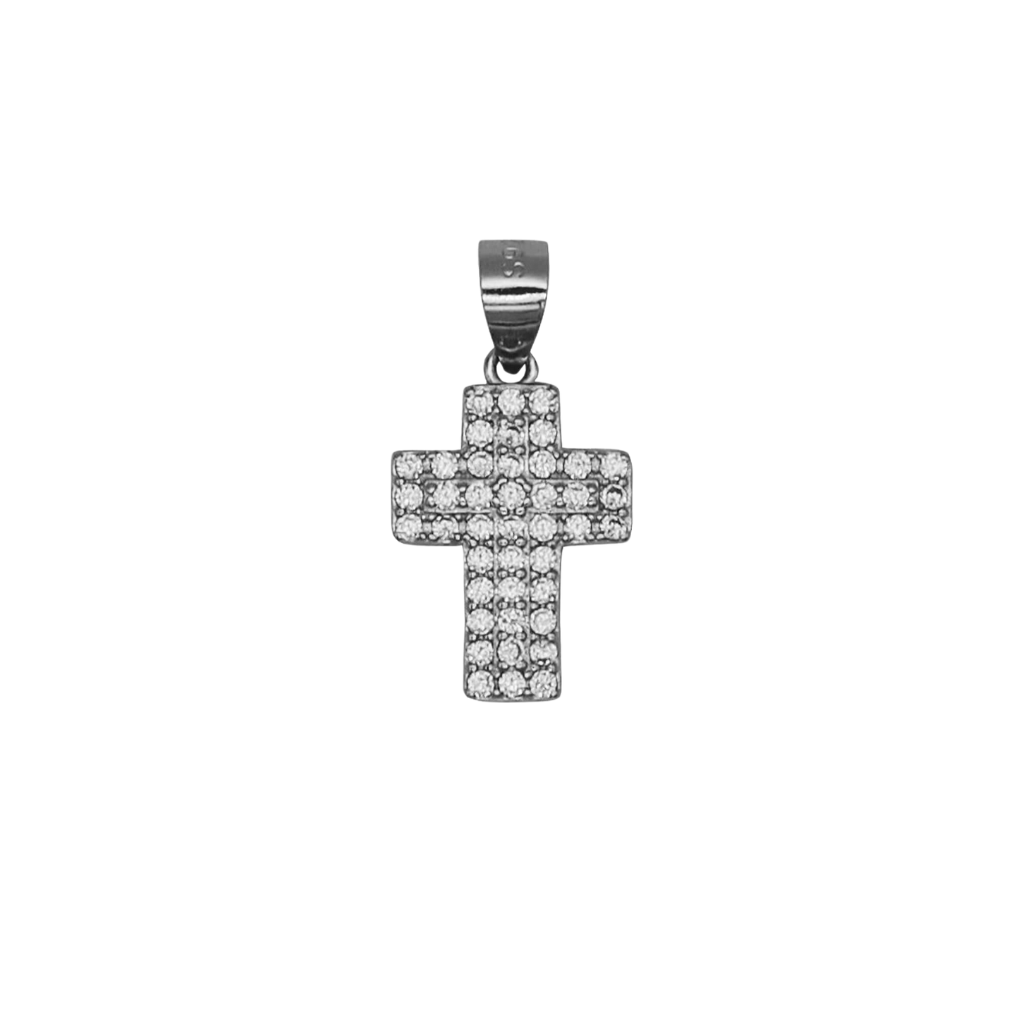 PENDENTIF CROIX - ARGENT ET PAVÉ