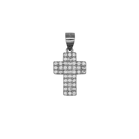 PENDENTIF CROIX - ARGENT ET PAVÉ