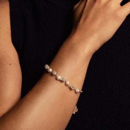 STRASSBALL ET GLASS - PERLE BRACELET CHAPELET - ARGENT