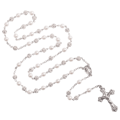 STRASSBALL ET PERLE BEADS CHAPELET - ARGENT