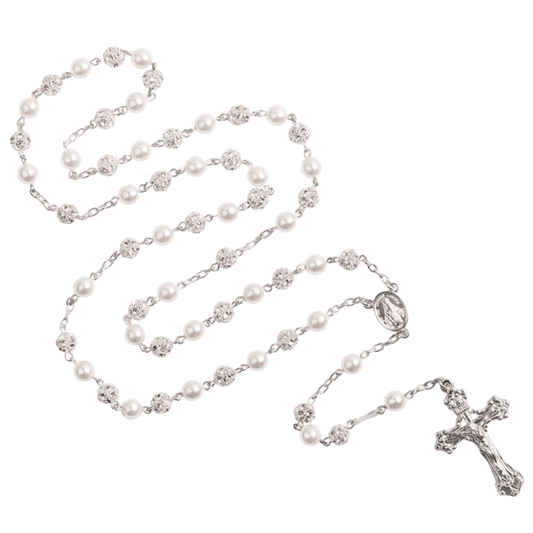 STRASSBALL ET PERLE BEADS CHAPELET - ARGENT