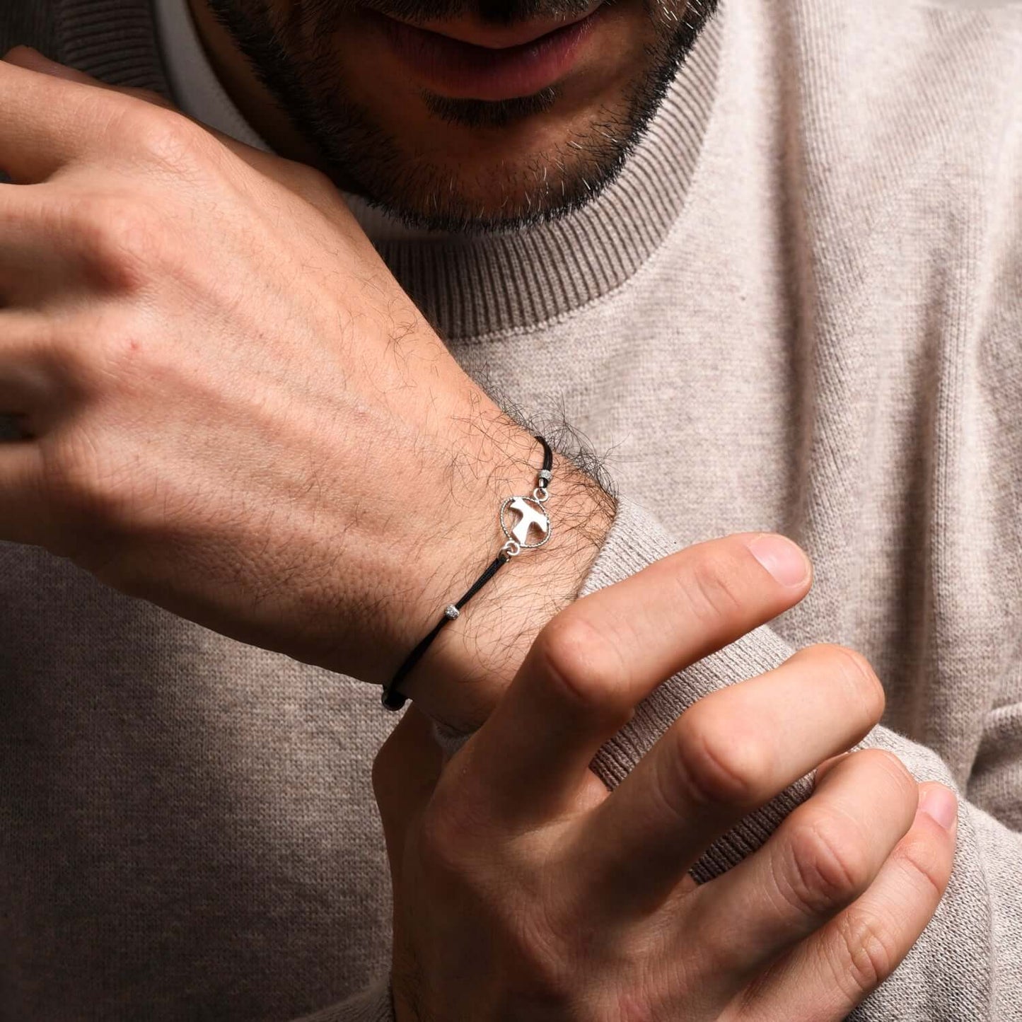 TAU - BRACELET - CORD ET ARGENT