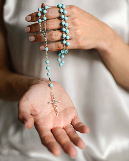 TURQUOISE CHAPELET - ARGENT