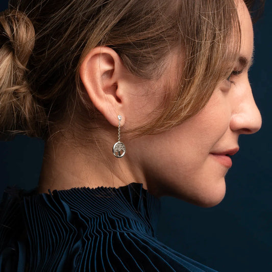 TREE OF LIFE - DANGLING BOUCLES D'OREILLES - ARGENT