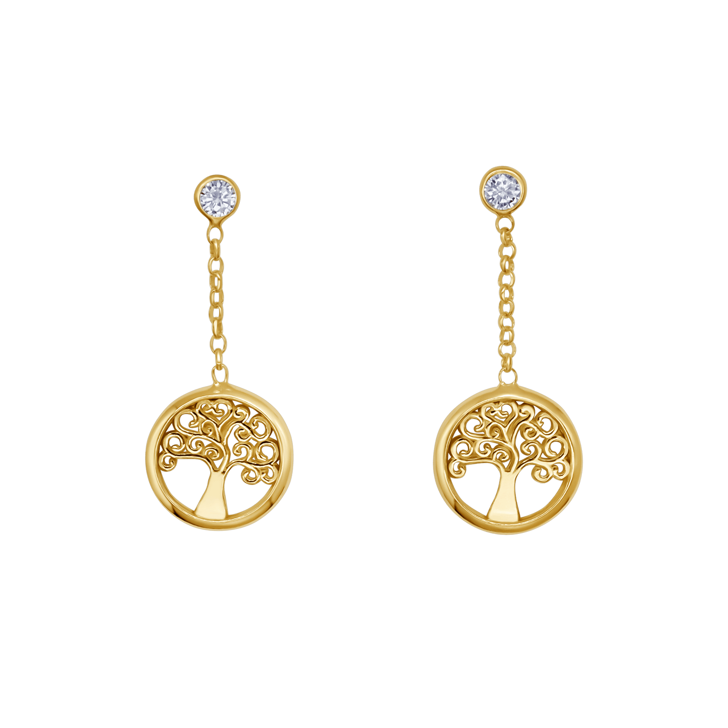 TREE OF LIFE - DANGLING BOUCLES D'OREILLES - VERMEIL ARGENT
