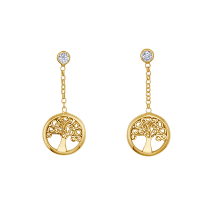TREE OF LIFE - DANGLING BOUCLES D'OREILLES - VERMEIL ARGENT