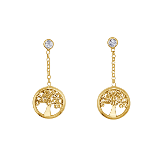 TREE OF LIFE - DANGLING BOUCLES D'OREILLES - VERMEIL ARGENT