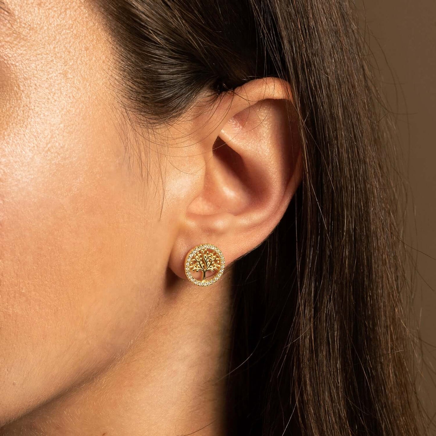 TREE OF LIFE - BOUCLES D'OREILLES - VERMEIL ARGENT ET ZIRCONIA