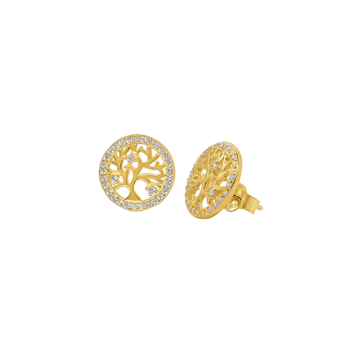 TREE OF LIFE - BOUCLES D'OREILLES - VERMEIL ARGENT ET ZIRCONIA