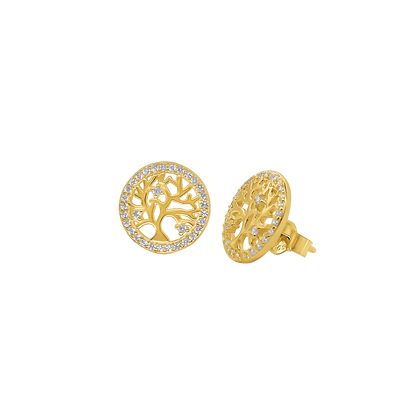 TREE OF LIFE - BOUCLES D'OREILLES - VERMEIL ARGENT ET ZIRCONIA