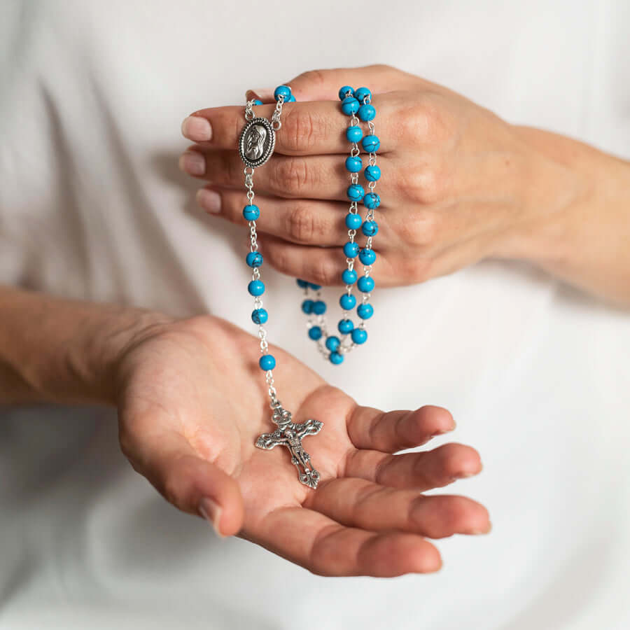 TURQUOISE CHAPELET - METAL