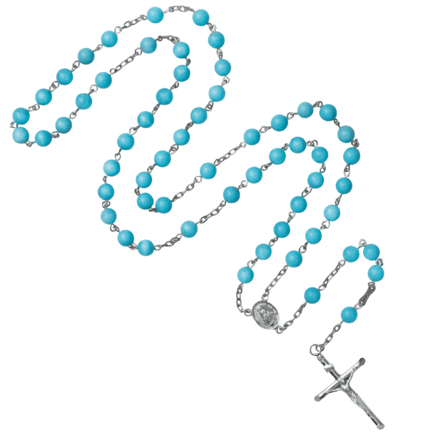 TURQUOISE CHAPELET - ARGENT