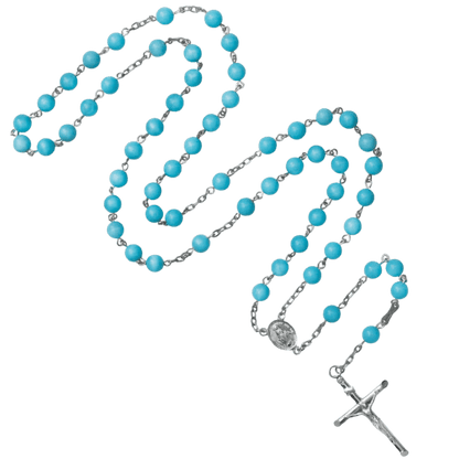 TURQUOISE CHAPELET - ARGENT