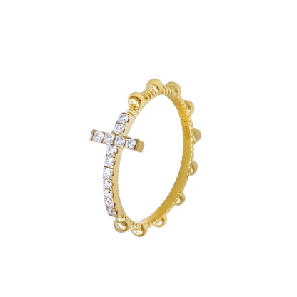 CHAPELET BAGUE AVEC CROIX - VERMEIL ARGENT ET ZIRCONIA