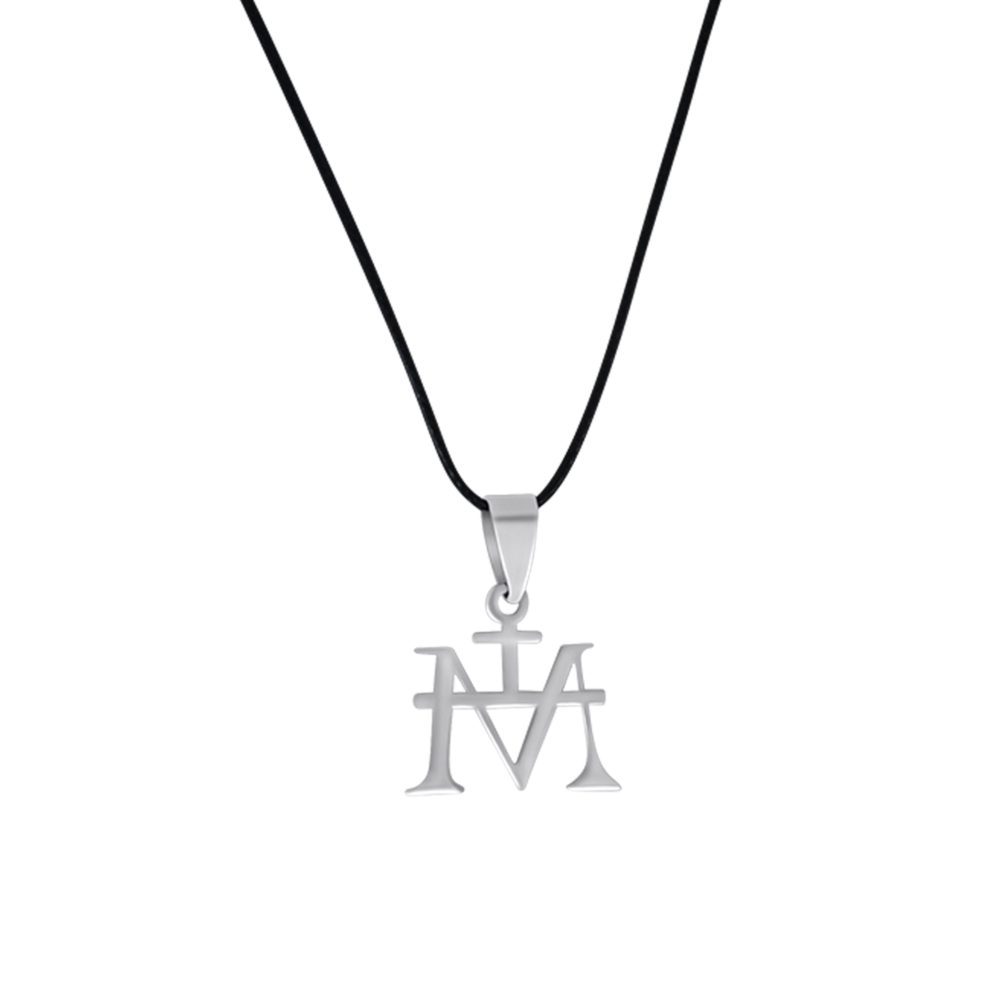 VIERGE MARIE MONOGRAM - RUBBER CORD ET STEEL - COLLIER