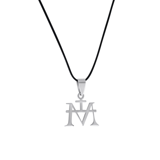 VIERGE MARIE MONOGRAM - RUBBER CORD ET STEEL - COLLIER