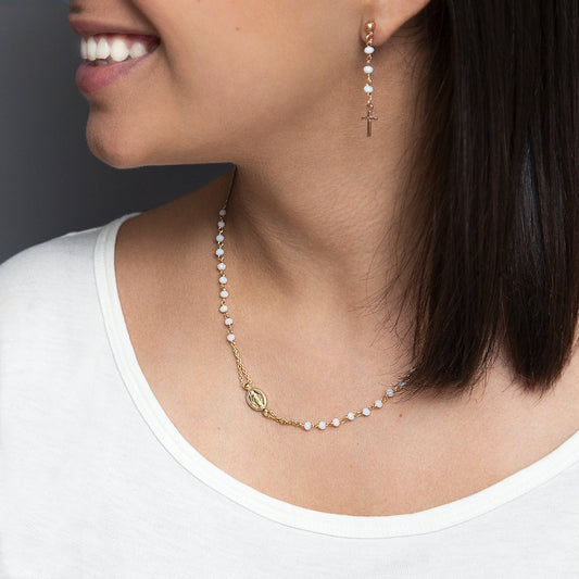 MIRACULOUS ET CROIX - CRYSTAL COLLIER - VERMEIL ARGENT