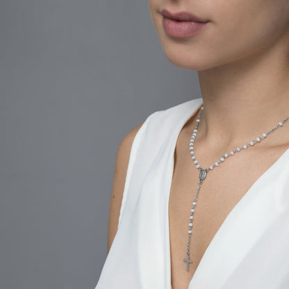 BLANC CRYSTAL COLLIER CHAPELET - ARGENT