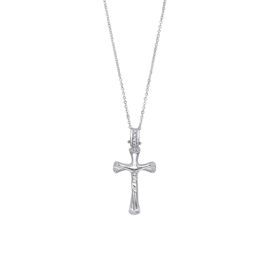 DIAMOND CRUCIFIX - COLLIER - BLANC OR