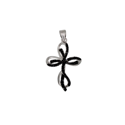 PENDENTIF CROIX - ARGENT ET NOIR ZIRCONIA