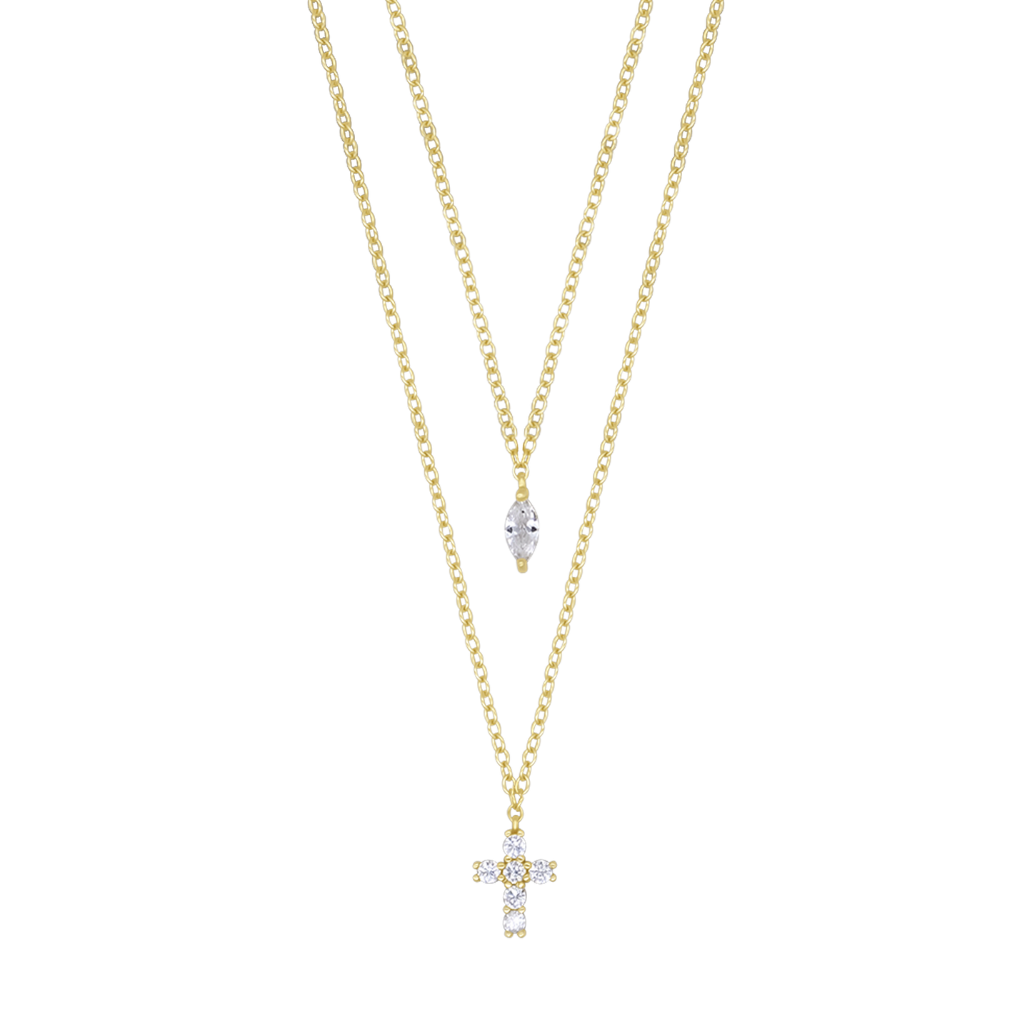 ZIRCONIA COLLIER CROIX - GOLDEN ARGENT