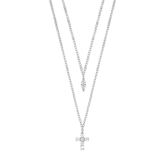 ZIRCONIA COLLIER CROIX - ARGENT