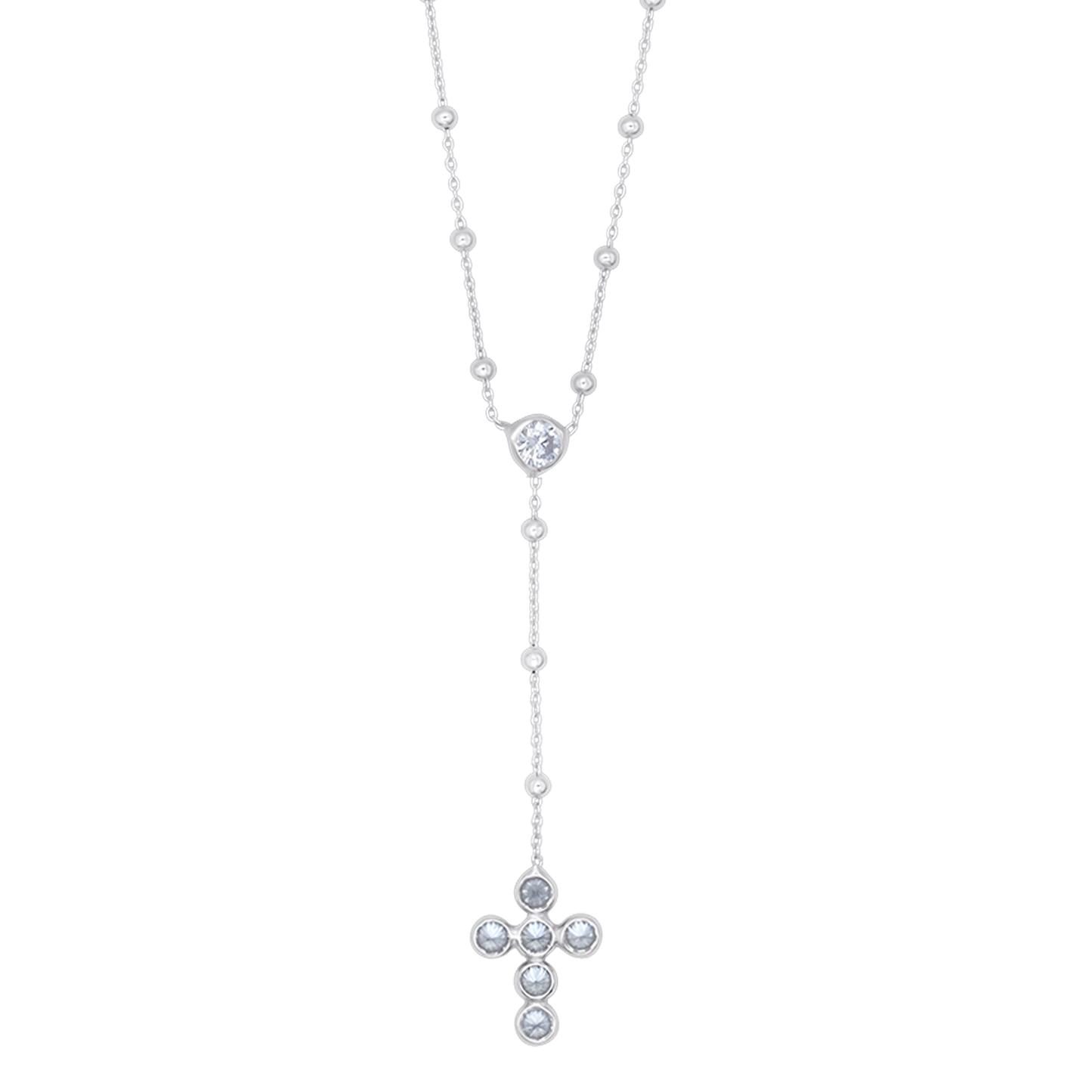 COLLIER CROIX - ZIRCONIA ET ARGENT