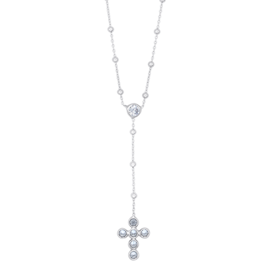 COLLIER CROIX - ZIRCONIA ET ARGENT