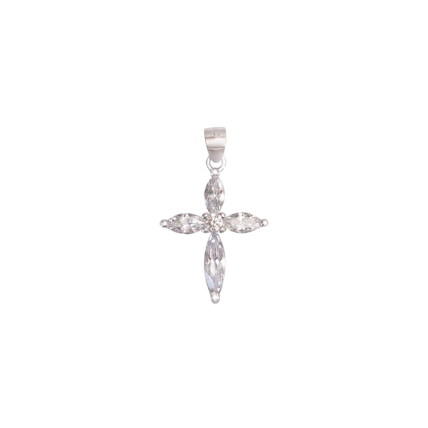 ZIRCONIA PENDENTIF CROIX - ARGENT