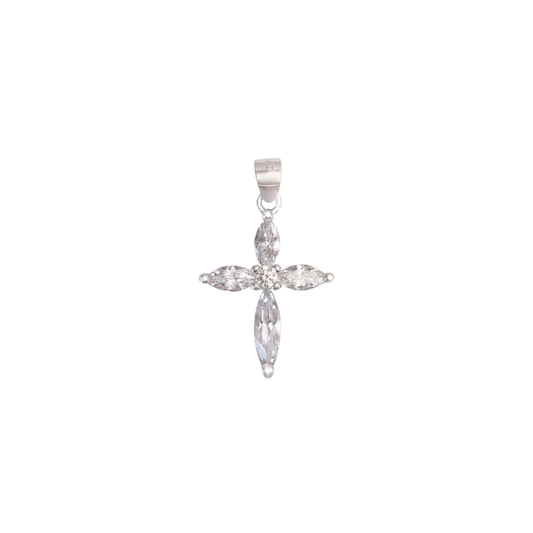 ZIRCONIA PENDENTIF CROIX - ARGENT